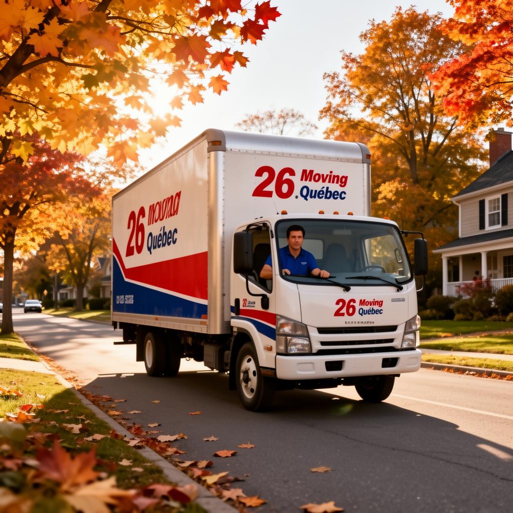 Camion Déménagement Xpress prêt pour un déménagement longue distance au Québec